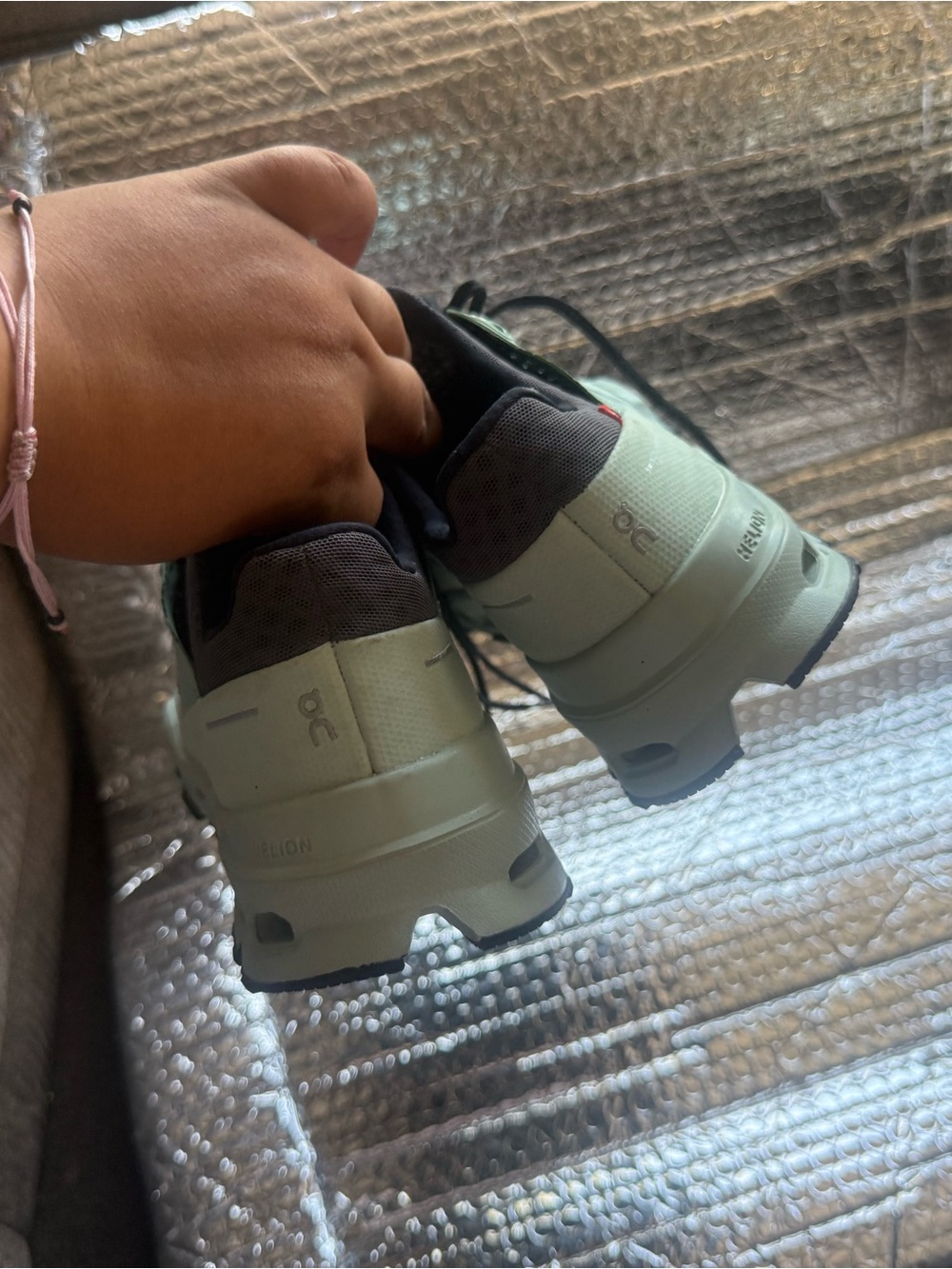 On Running Women's Trail Sneakers in Mint Green and Black